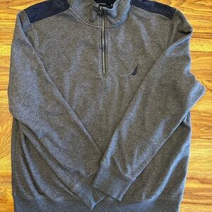 Nautica Men's Charcoal and Navy Zip-Up Sweater